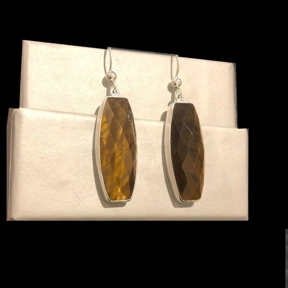 JAY KING DTR Faceted Tigers Eye Sterling Silver 925 Earrings - Picture 2 of 14
